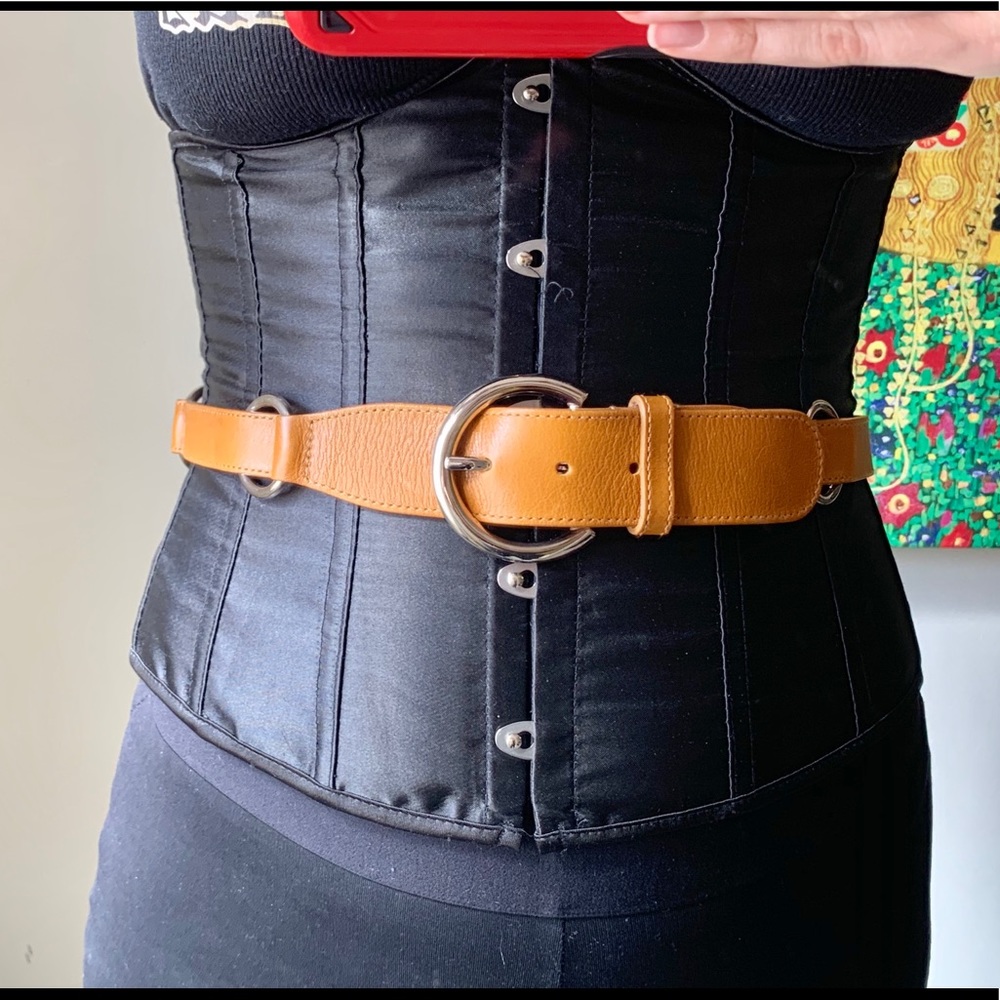 FURLA Genuine Leather Rings Chain Cluster Belt